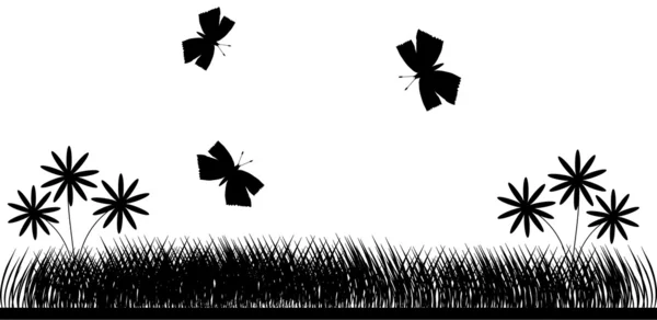 Fiori e farfalla — Vettoriale Stock