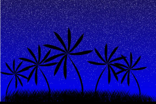 Пальмы в тропическую ночь — стоковый вектор
