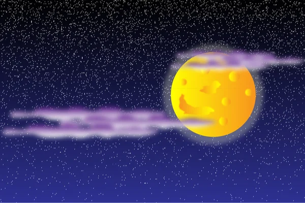 Maan op de nachtelijke hemel — Stockvector