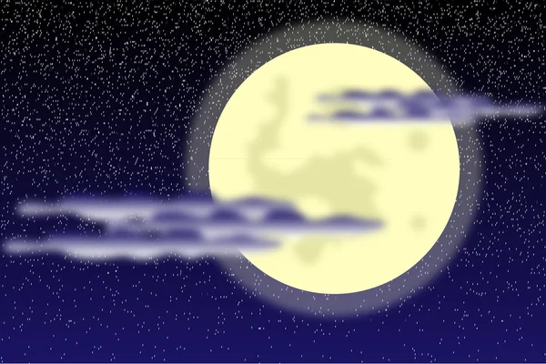 Moon on the night sky — Stock Vector