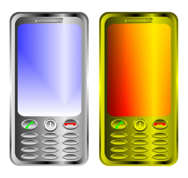 2 мобильных телефона изолированы на белом — стоковый вектор