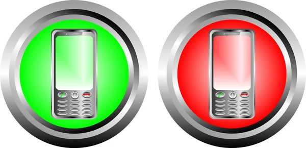 Due pulsanti con telefono — Vettoriale Stock