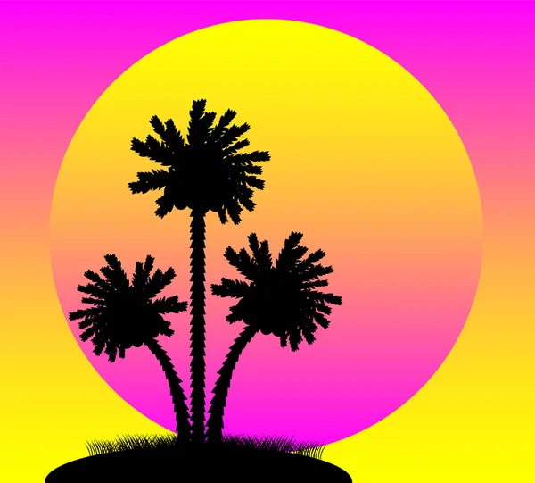 Σιλουέτα φοινικόδεντρων στο ηλιοβασίλεμα — Διανυσματικό Αρχείο