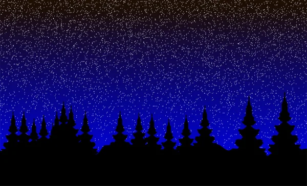 Landskap, natt skog — Stock vektor