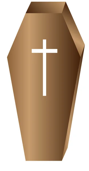 Cercueil brun avec croix — Image vectorielle