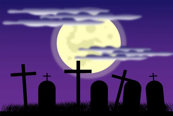 Cemitério à noite — Vetor de Stock