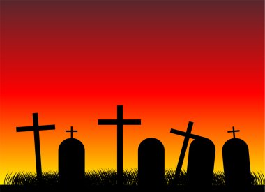 Cemetery at evening clipart