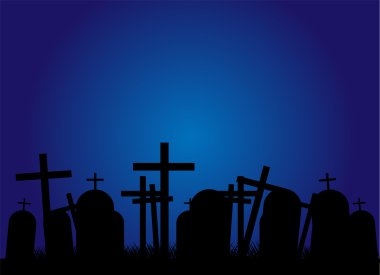 Cemetery at night clipart