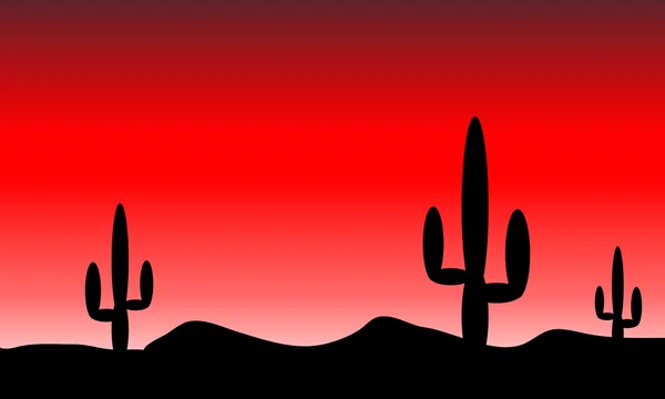 Woestijn met cactus planten. 's avonds — Stockvector
