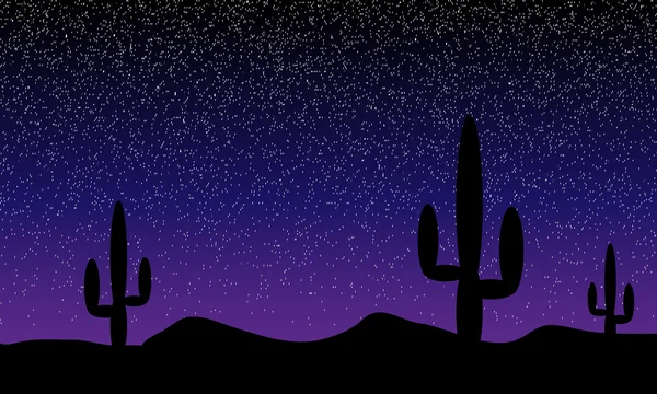 砂漠のサボテンの植物と。夜 — ストックベクタ