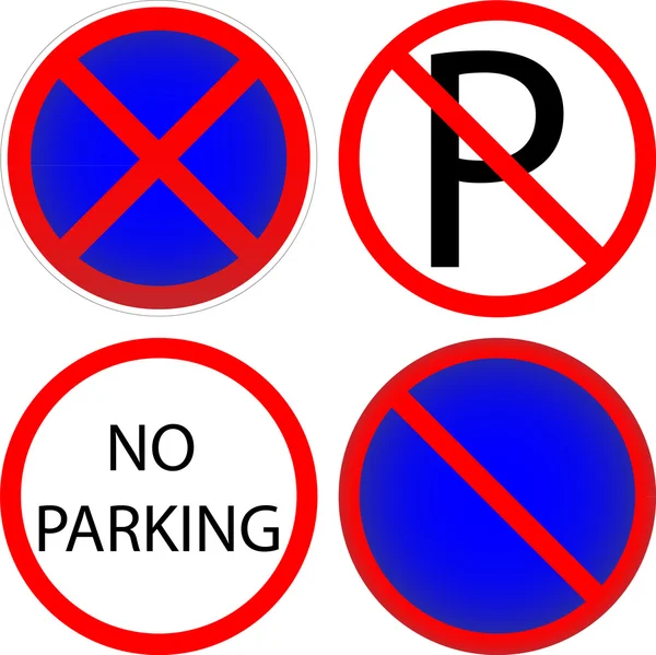 Varianten eines Parkverbots - Verkehrszeichen — Stockvektor