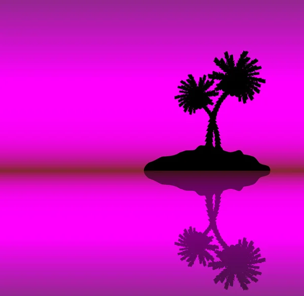 Ilha tropical com palmeiras. Boa noite. . — Vetor de Stock