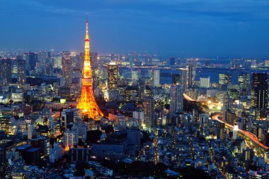 Tokyo tower in night clipart