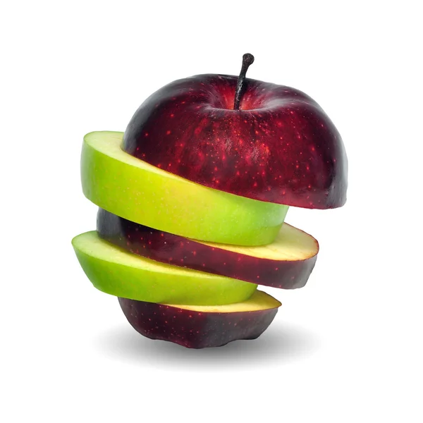 Stos zielone i czerwone jabłko — Zdjęcie stockowe