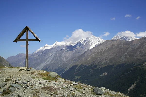 Cross, Hiking in Alps, Monte Rosa — Stock Photo, Image