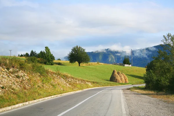 Haystack on the road in the Balkans — Stock Photo, Image