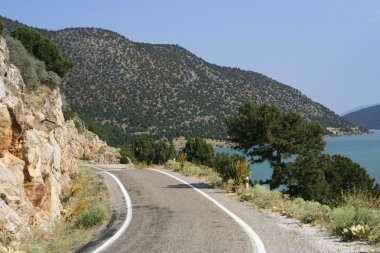 Road along the lake Beysehir clipart