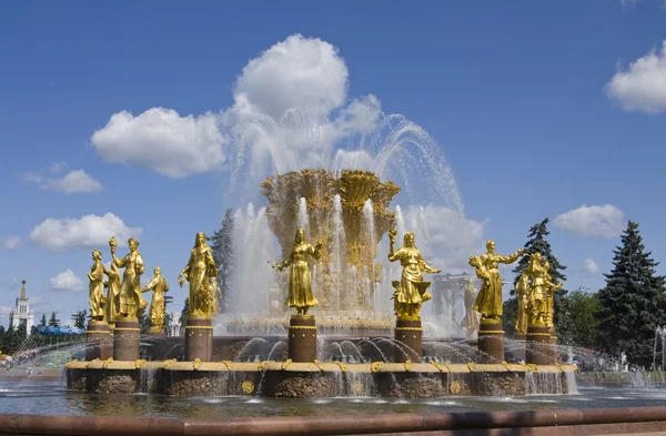 莫斯科，喷泉在主展厅占的"国家友谊" — 图库照片