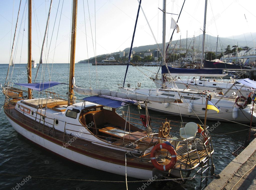Sailing yachts in port