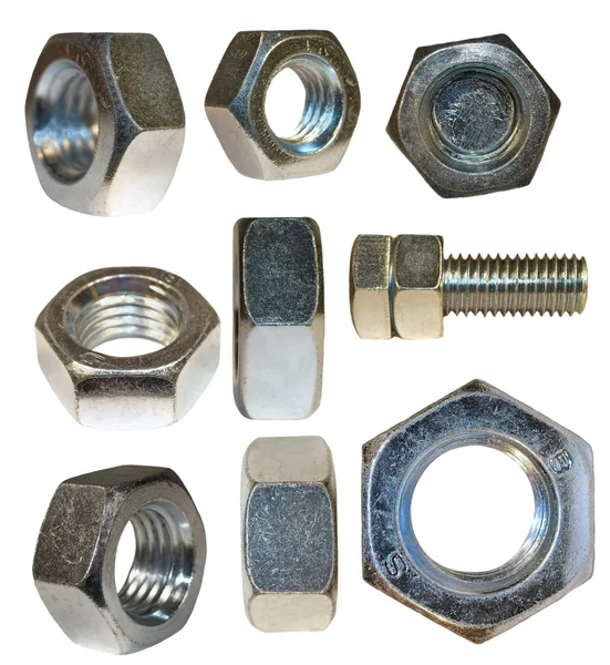 Set metal nut isolated on white background — Stock Photo, Image