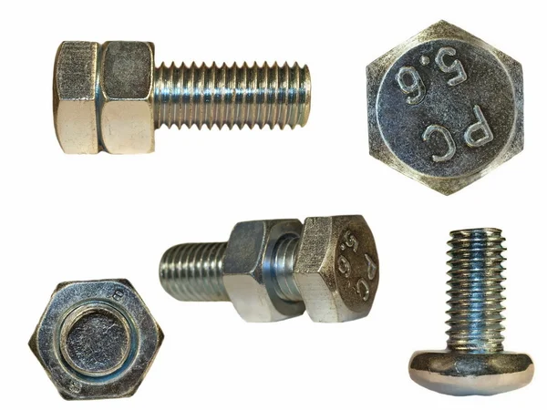 Macro Screw heads, bolts, isolated on white background — Stock Photo, Image