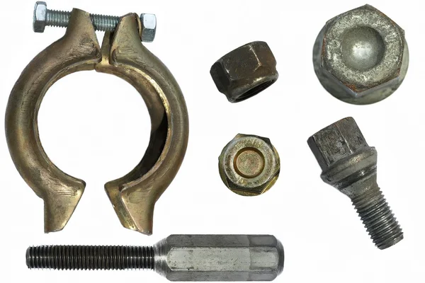 螺钉头，t-螺栓夹，孤立在白色背景上的螺栓 — 图库照片