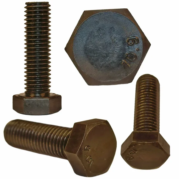Macro Black screw heads, bolt isolated on white background — Stock Photo, Image