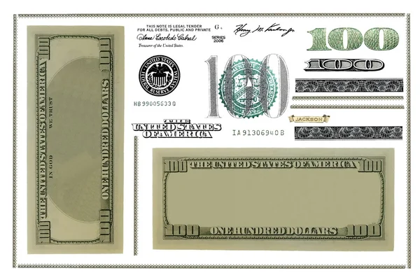 Foto dólar elementos del billete aislados sobre fondo blanco (Set ) — Foto de Stock