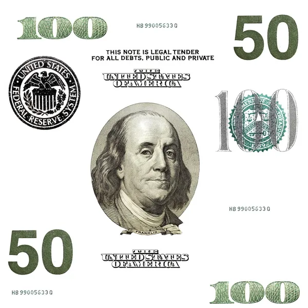Набор оригинальных деталей долларов изолированы на белом фоне — стоковое фото