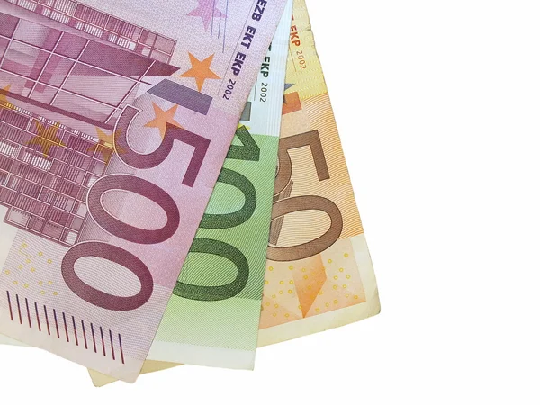 50,100,500 euro isolated on white background — Stock Photo, Image
