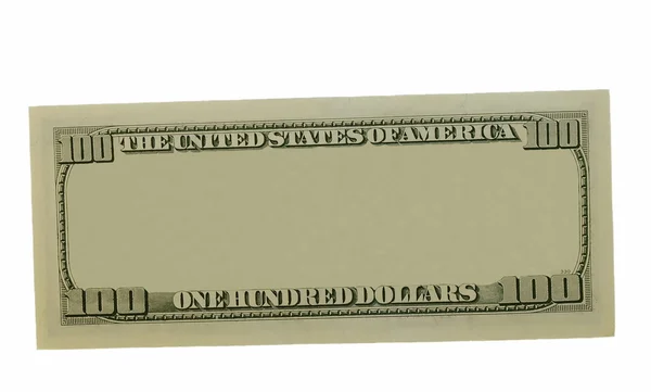 Blank hundred dollars bank note isolated on white background — Stock Photo, Image