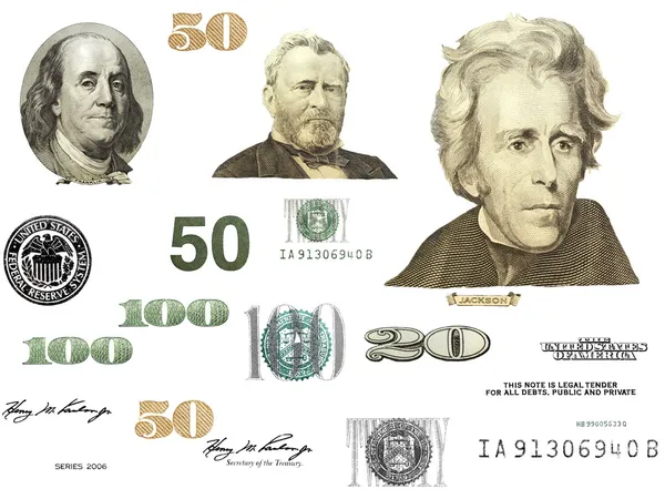 Foto dólar elementos del billete aislados sobre fondo blanco — Foto de Stock