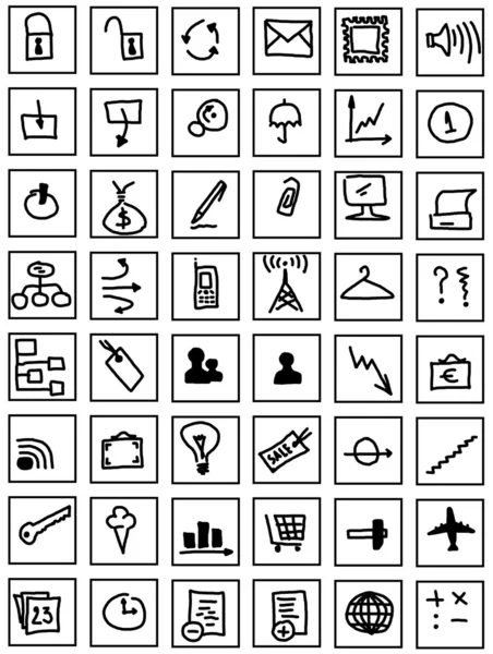 Einfache Hand zeichnen Web-Business-Symbole isoliert auf weißem Hintergrund — Stockfoto