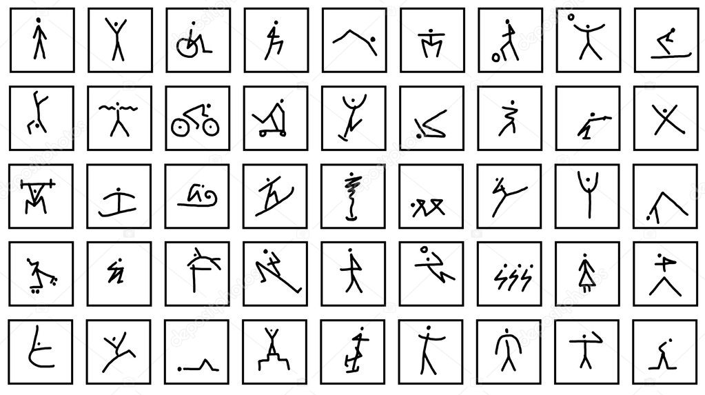 Hand draw sport symbols isolated on white background