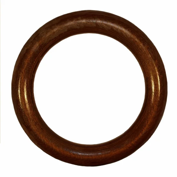 Okrągła rama drewniana na białym tle na białej powierzchni — Zdjęcie stockowe