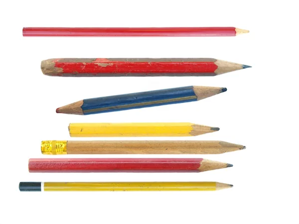 Ställa in gamla blyertspennor isolerad på vit — Stockfoto