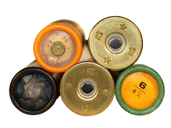 Shotgun cartridges isolated over white — Stock Photo, Image