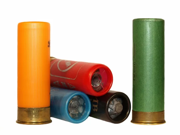 Shotgun cartridges isolated over white — Stock Photo, Image