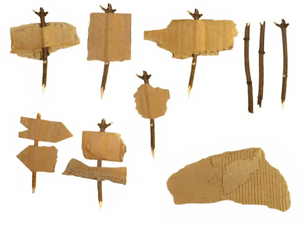 Set Scraps de cartón pegatinas de flecha de navegación aisladas sobre fondo blanco — Foto de Stock