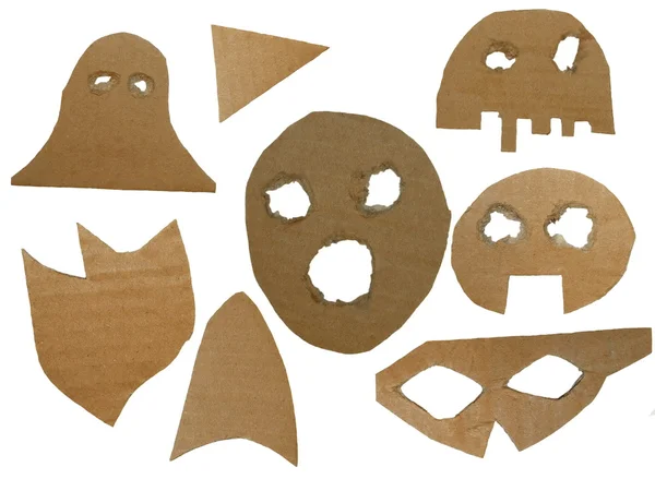 Cardboard masks isolated on white background — Stock Photo, Image