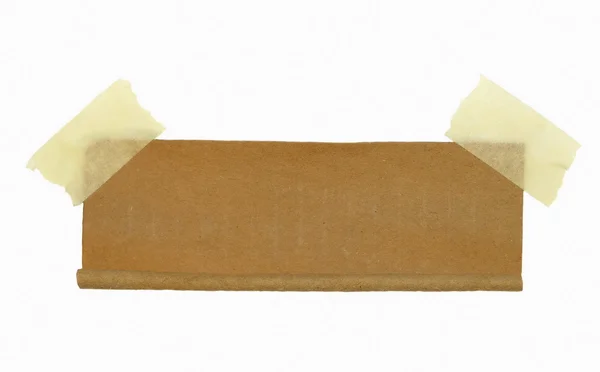 Sucata de rolo de papelão e fita adesiva isolada no fundo branco — Fotografia de Stock