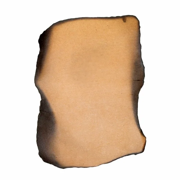 Eski beyaz zemin üzerine izole kahverengi karton yanma — Stok fotoğraf