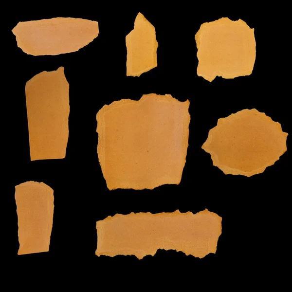 Set restos de papelão isolados em fundo preto — Fotografia de Stock