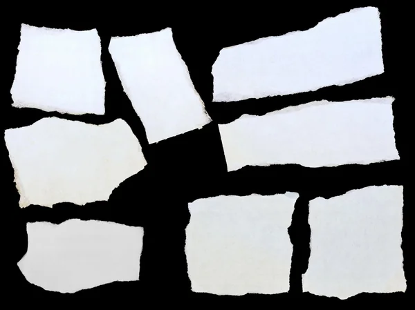 Set paper scraps, cardboard isolated on black background — Stock Photo, Image