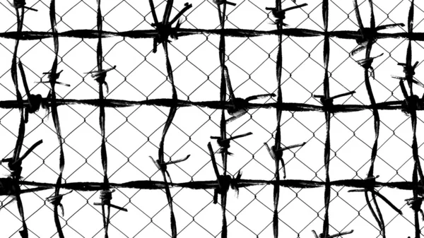 Ostnatý drát plotu ochrana izolované na bílém pozadí textury — Stock fotografie