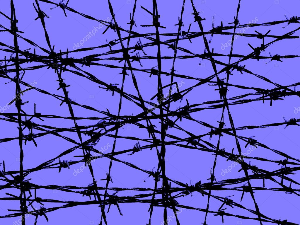 Blue barbed wire fence for texture and background — Stock Photo ...