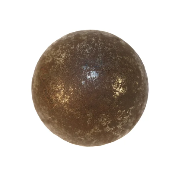 Bola de metal de hierro oxidado viejo aislado sobre fondo blanco — Foto de Stock