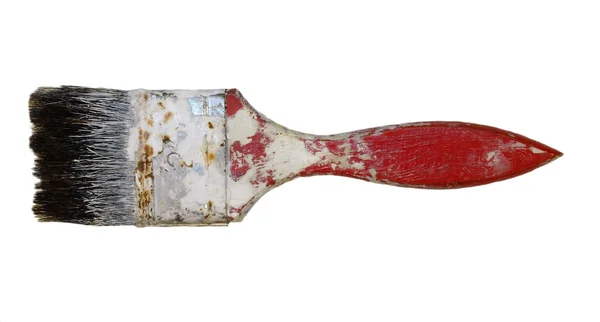 Old dirty paint brush isolated on white background — Stock Photo, Image