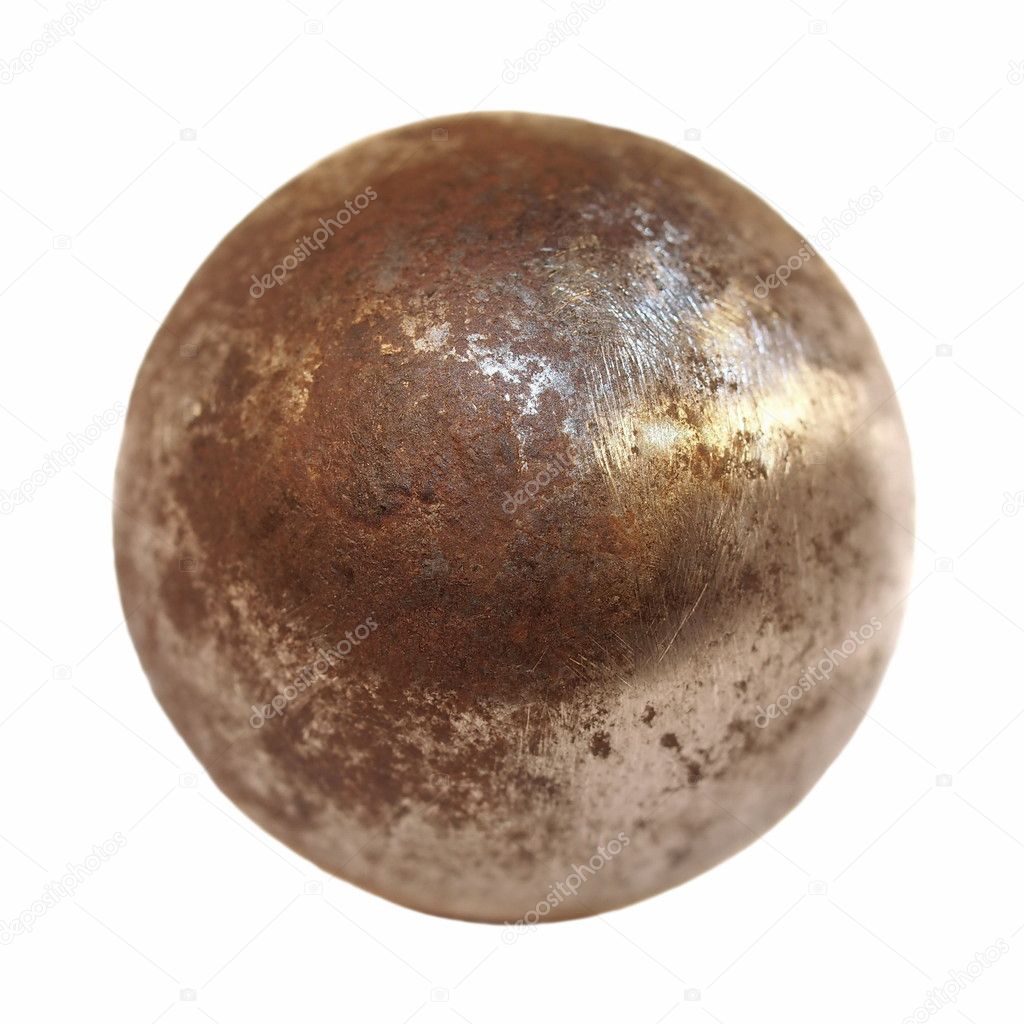 Iron metal ball isolated on white background