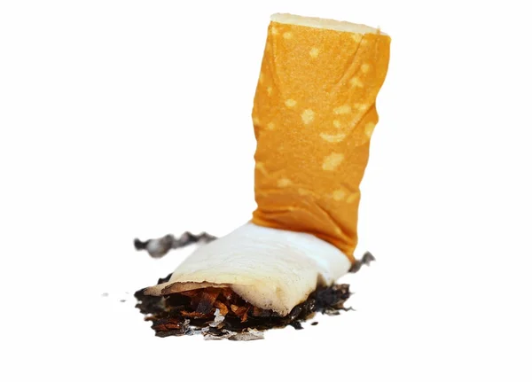 Mozzicone di sigaretta isolato su sfondo bianco, texture — Foto Stock